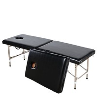 Table de massage pliable portable avec cadre en acier inoxydable, mousse épaissie, hauteur réglable, sac de transport pour salon de beauté, spa, thérapie