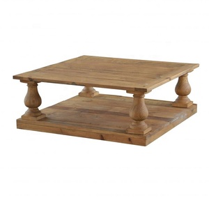 HL290-120 hoolnn pháp Antique rắn tái chế gỗ vuông Bàn cà phê cho phòng khách đồ nội thất - Product Image 3