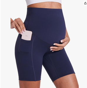 Pantaloncini da Yoga premaman da donna Enerful sopra la pancia comodi da allenamento per motociclisti e attività di gravidanza da palestra pantaloni corti con tasche 8 "/5" - Product Image 4