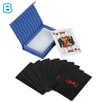 Cartes à jouer arabes écologiques et recyclables personnalisées avec logo sur mesure, boîte cadeau en papier bleu et présentoir, taille personnalisée