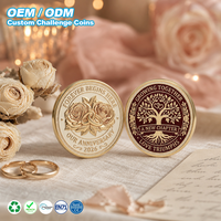 Pièce commémorative romantique pour anniversaire de mariage, pièce de défi en métal émaillé gravée sur mesure pour couple, cadeau souvenir d'anniversaire