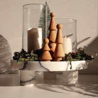 Stonekocc Bol à fruits moderne en marbre naturel à trois pieds, design d'ornement, plateau de rangement créatif pour la maison, l'hôtel, le bureau, décoration