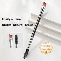 Pinceau à sourcils double embout, pinceau à poudre coudé et brosse à cils pour un style et un soin naturels des sourcils