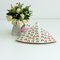 Chapeau de sauna en feutre de laine fait main, forme cloche, motif cerise brodé, bonnet de spa thermique pour sauna à domicile et hammam