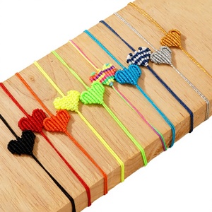 Pulseras Originales de Moda Hechas a Mano con Hilo Encerado Chapado en Oro de 14K, Regalo de Joyería para Parejas, Pulseras Minimalistas de Macramé con Corazón Trenzado - Product Image 3