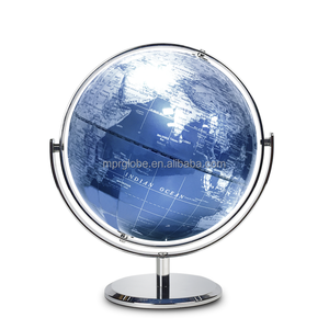Globe du <span class=keywords><strong>monde</strong></span> bleu métallisé 20cm avec carte politique <span class=keywords><strong>HD</strong></span> Base en fer artistique décor de bureau moderne outil de géographie - Product Image 1