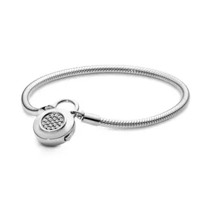 Pulsera de Hueso de Serpiente de 3MM, Plata Pura <span class=keywords><strong>S925</strong></span>, con Cierre de Llave, Amor y OVNI, Pulsera Básica DIY, Joyería de Plata para Mujer, Regalo - Product Image 4