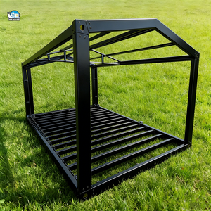 Rumah Prefabrikasi Kontainer Standar Berstruktur Rangka Baja Atap Runcing Warna Hitam Mudah Dipasang - Product Image 1