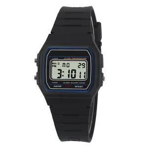 High quality cheap lcd dial slim black colour ladies oem waterproof sport digital watch