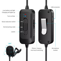 Mini microphone cravate professionnel à double tête 3,5 mm, à condensateur, avec suppression du bruit, câble de 8 m, pour enregistrement, intelligent et filaire