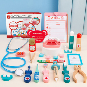 <span class=keywords><strong>Kit</strong></span> Medico in Legno per Bambini da 2 a 4 e da 5 a 7 Anni, Set Medico da 23 Pezzi con Stetoscopio, Giocattoli per Giochi di Ruolo - Product Image 1
