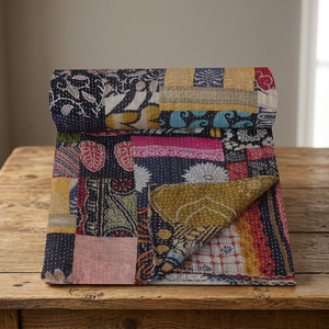 Venta al por mayor One Of Kind Sari Patchwork Reversible Kantha Edredón - Product Image 4