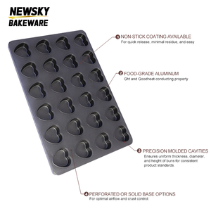 Stampo Antiaderente per 24 Cuori, Nero, per Muffin, Cupcake, Pane, Teglia da Forno per <span class=keywords><strong>Pasticceria</strong></span>, Caffetteria, Negozio di Dolci - Product Image 3