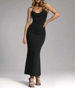 Seksi sıkı abiye kadınlar Ruffles Mermaid düğün parti elbiseler balo kat uzunluk parti kadınlar için siyah tam Vintage Dres - Product Image 5