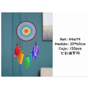 Attrape-rêves avec plumes colorées, décoration murale suspendue de 20x60cm pour la maison et la chambre à coucher - Product Image 3