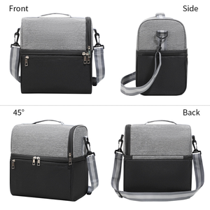 Sac isotherme bento portable personnalisé et coloré à double compartiment, avec feuille d'aluminium épaissie, pour sacs repas chauds transfrontaliers - Product Image 3