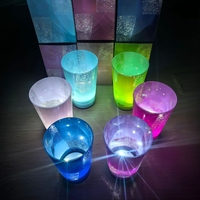 Vente directe usine – Gobelet lumineux LED en plastique de 14 oz avec capteur d'eau, couvercle et paille – Gobelets de fête LED activés par le liquide – Verre LED