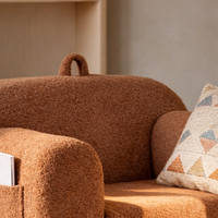 Fauteuil en polaire Sherpa Teddy marron chaud, avec noyau en mousse de soutien, en tissu résistant aux animaux domestiques, idéal pour la lecture dans la chambre d'enfant