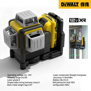 DEWALT DW089LG 12V <span class=keywords><strong>MAX</strong></span> เครื่องวัดระดับเลเซอร์สีเขียว 3 ลำแสง พร้อมเส้นแนวนอนและแนวตั้ง 360 องศา - Product Image 3