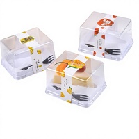 Boîte à gâteau mousse triangulaire au durian, noire, pour desserts à la mangue en tranches de 6/8 pouces, emballage transparent en PET de qualité alimentaire