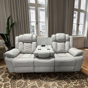 Electric Recliner <b>Sofa</b> Set Faux Leather Power Reclining With LED Lights Contemporary Living Room Furniture - Product Image 4