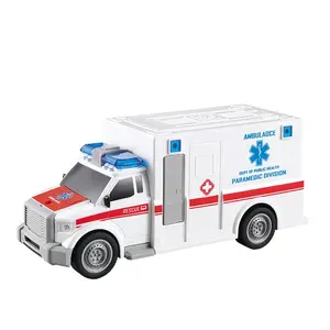 2023 1:20 Ambulance Toy Car Friction Powered Wheels with Light & Siren Sound Heavy Duty Plastic Rescue Vehicle Toy For Kids