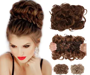 Groothandel Krullend Messy Bun Synthetisch Haar Chignon Groothandel Haarstukje Chouchou Hair Extension Donut Bruiloft Bun Haarstukje