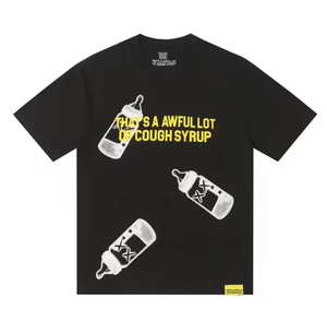 T-shirt da <span class=keywords><strong>uomo</strong></span> a <span class=keywords><strong>maniche</strong></span> <span class=keywords><strong>corte</strong></span> stampata in cotone 100% pesante di alta qualità con stampa 'THAT'S AWFUL LOT OF COUGH SYRUP' e scansionabile - Product Image 5