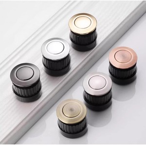 Round Spring Handle Zinc Alloy Plastic <b>Single</b> Hole Door Mount Concealed Drawer Cabinet Wardrobe Hardware - Product Image 3