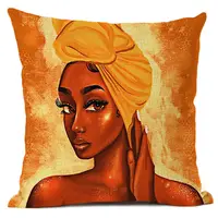 A buon mercato donne graziose africane stampa cuscino personalizzato lino cotone quadrato federa Home Car Office divano Decor federe
