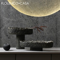 Wabi-Sabi Zwart Hars Kunstambachten Huis & Woonkamer Decor Droge Fruitschalen Decoratieve Borden