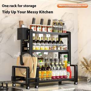 Nuevo Estante de Cocina Multifuncional de Hierro, Diseño Moderno y Sostenible, Estante para Especias de Varias Capas, Porta Botellas de Condimento y Cuchillos - Product Image 2