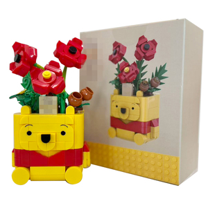 Blocs de construction créatifs en forme d'ours, pot de fleurs, décoration de la maison, briques DIY, cadeau artisanal, personnalisation, ensembles de blocs de construction MOC - Product Image 1
