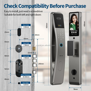 <span class=keywords><strong>Interphone</strong></span> vidéo Tuya App, serrure de porte intelligente biométrique automatique avec empreinte digitale, WiFi, caméra, alliage de zinc, porte en bois - Product Image 6