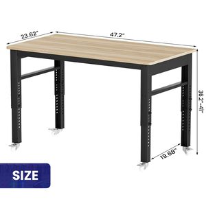 Banc de travail réglable en hauteur, 47,2 pouces, banc de travail robuste, table de travail mobile avec roulettes verrouillables - Product Image 6