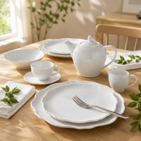 Assiettes à dîner en céramique blanche PITO, porcelaine écologique, style bohème, vaisselle en porcelaine blanche pour les banquets de mariage