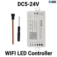 Contrôleur LED intelligent pour maison connectée ESann DC5-24V SP108E avec télécommande WIFI, variateur de lumière avec une charge maximale de 100W pour bande LED RGB WS2811/WS2815