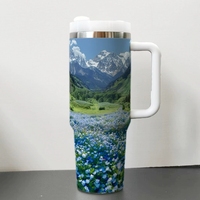 Gobelets isothermes en acier inoxydable de 40 oz, à double paroi, anti-fuite, écologiques, avec couvercle et paille, motif Montagne Rivière Lac, pour voiture