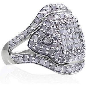 Anillo de cóctel con diamantes blancos de 1.38 quilates de peso total, corte redondo, plata de ley, halo, joyería para mujer para fiestas - Product Image 3
