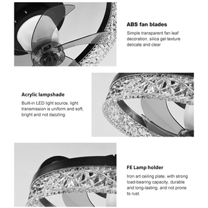 Nouvelle Arrivée - Ventilateur de Plafond LED de Style Nordique pour Chambre à Coucher, Type de Montage IPX0, 14 Pouces, W25001, Lampe Ventilateur W25001 - Product Image 4