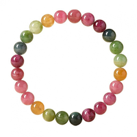 Natürliches Brasilianisches Regenbogen-Turmalin-Armband - Regenbogenfarbene Altbahnenkristalle - Einzelring-Schmuck