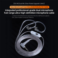 Câble de mise à niveau KZ M2 à double microphone plaqué argent 3,5 mm, microphone professionnel à double microphone, pleine gamme, ultra HD