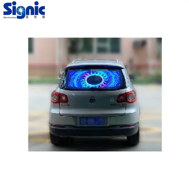 รถหน้าต่างจอแสดงผล LED สำหรับ advertinsg รถ LED จอแสดงผลหน้าจอโปร่งใสแท็กซี่ด้านหลัง