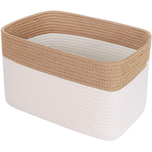 Hot Bán Bông Rope Organizer Lưu Trữ Giỏ Thùng Trang Trí Dệt Giỏ Với Xử Lý - Product Image 1