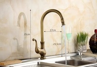 Robinet de cuisine et de salle de bain monocommande en laiton antique, à poser sur comptoir, col de cygne moderne, céramique, eau chaude et froide, pour hôtels, style classique