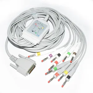 Compatible Edan SE-1200 ST-1212 direct-connect EKG cable with IEC 10lead leadwire for ecg machine