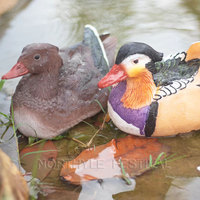 Sculpture de canard mandarin en fibre de verre 3D avec éclairage LED - Blanc chaud IP44 étanche pour la décoration paysagère et les fêtes