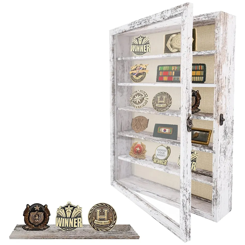 2023 Shadow Box Frame with Removable Shelves, Deep Memory Box Display Case for Collector, Keepsake Coins Military Medals Pins
