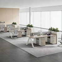 Meubles de bureau modernes modulaires en PVC et bois, durables, postes de travail 2/4/6/8 places, bureau assis-debout avec rangement pour usage en chambre de personnel