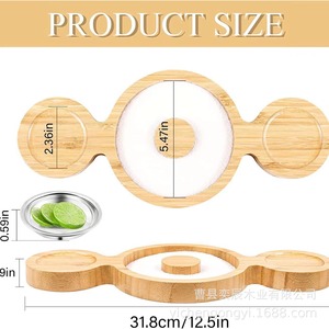Bamboo Double-Handled Cocktail Tray Wood <b>Bar</b> <b>Tool</b> Salt Rim Box Sugar Dipping Dish Reusable Bartender Accessory - Product Image 2